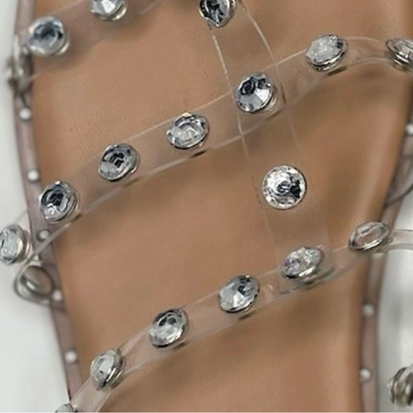 New Steve Madden Sandals Lyna Clear Rhinestone Gem - Picture 4 of 6